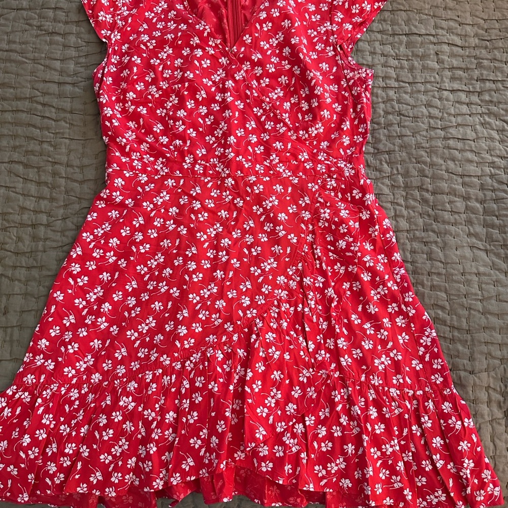 J. Crew Mercantile Red and White Floral Dress Sz12